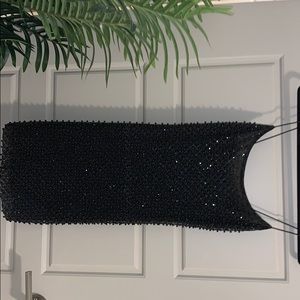 DROP A GLINT EMBELLISHED MINI DRESS IN BLACK